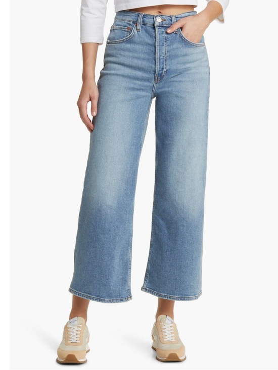 Re/Done Denim - RE/DONE Wide Leg Crop Jeans in Blazed Indigo | 28